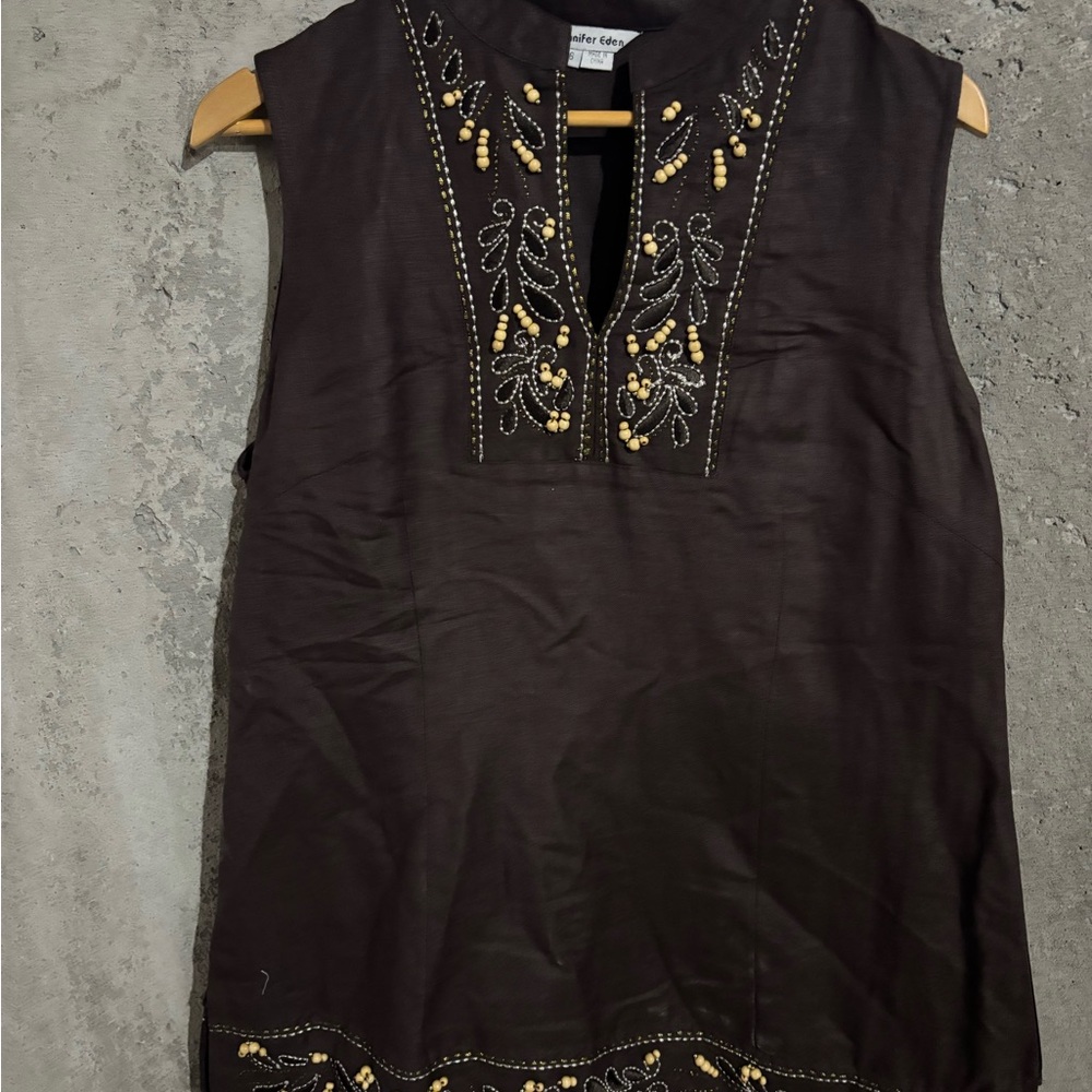 Brown Beaded tunic and pants set